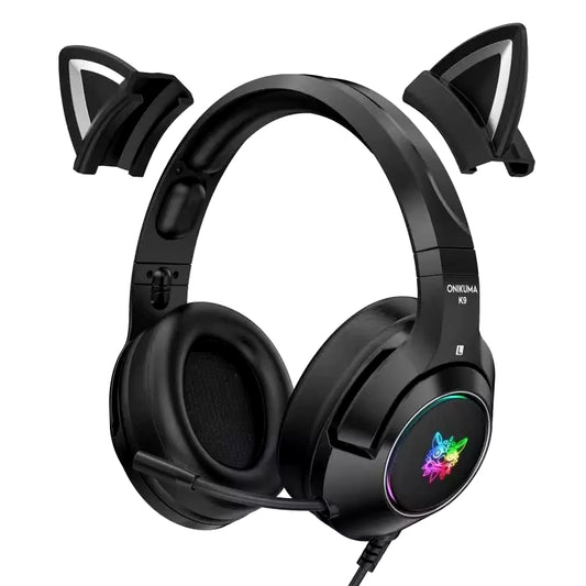 New Arrival LED Cat Ear Gaming Headphones Pink Headset 7.1 Stereo Sound Removable Cat Ear Wired Gaming Headsets with Mic